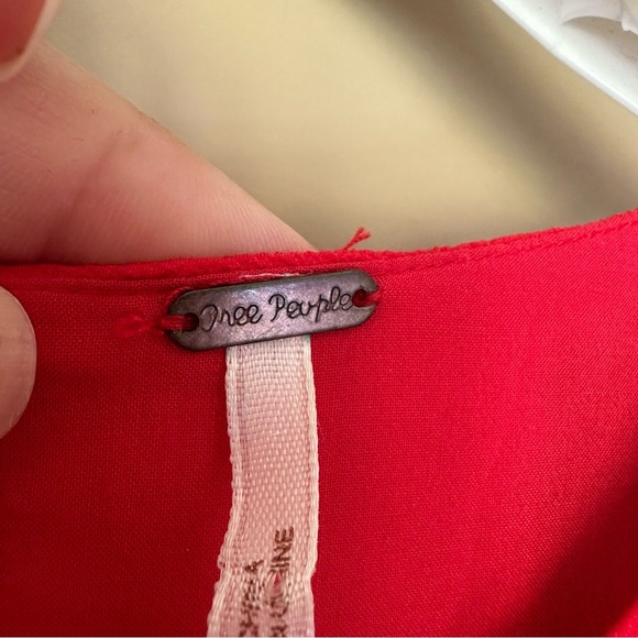 Free People Red Black Flowers Size 2 Dress Flutteby Floral Fit & Flare Pleated - Picture 4 of 12